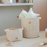 Django Toy Basket | Taupe Stripes | 22x23x23cm