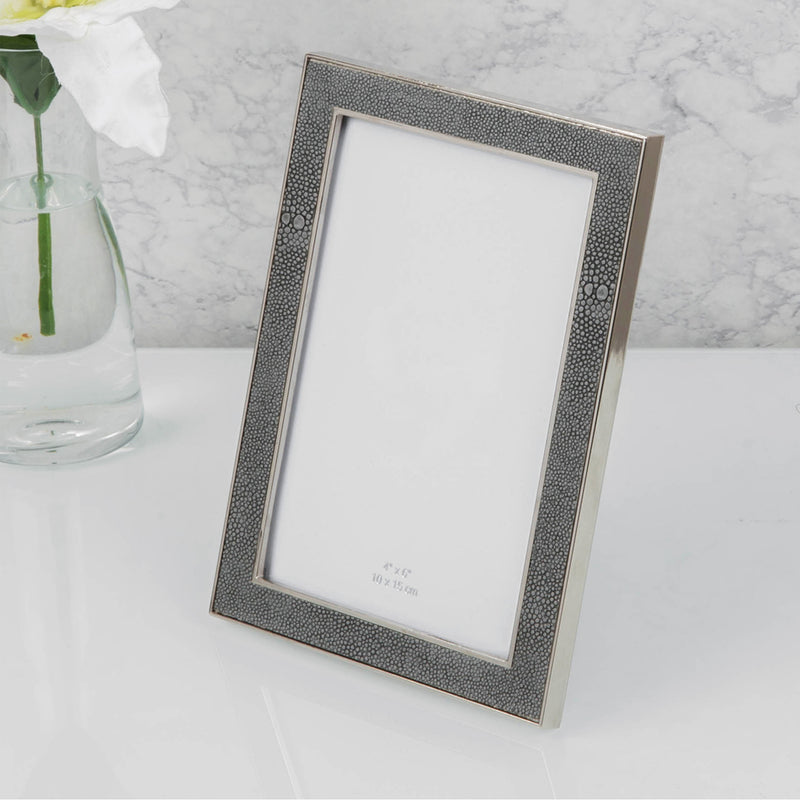 Grey Nickel Plated Faux Shagreen Photo Frame | 4 x 6"