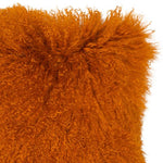 Tibetan Lambswool & Suede Cushion | Mongolian Orange | 40x40cm