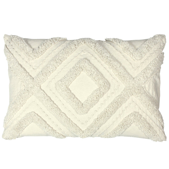 Tufted Geometric Cushion | Ecru | 30x50cm
