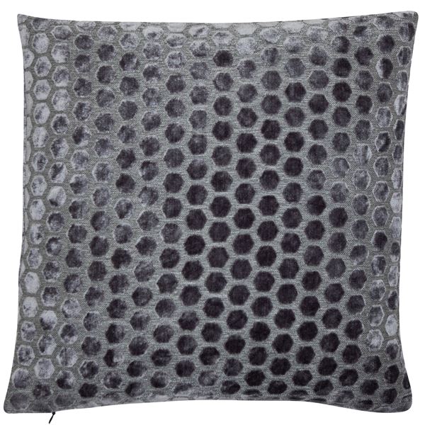 Hexagonal Cut Velvet Jorvik Cushion | Slate Grey | 43x43cm