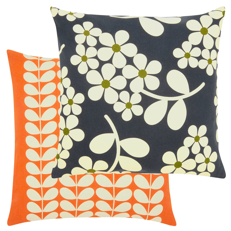 Wisteria Cushion | Navy & Orange | 45x45cm