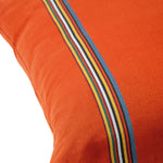 Embroidered Signature Stripe Cushion | Burnt Orange