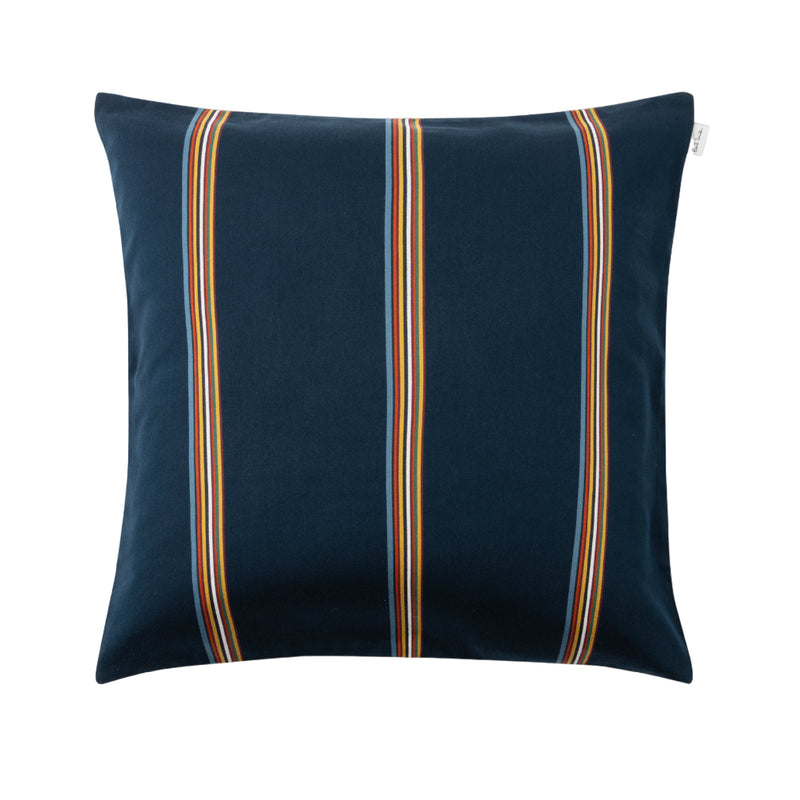 Embroidered Signature Stripe Cushion | Navy Blue