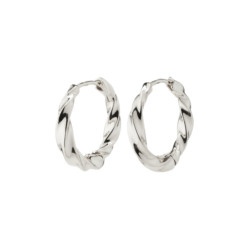 Taffy Recycled Large Swirl Hoop Earrings | Silver Plated