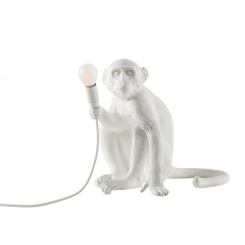 Sitting Monkey Lamp | White