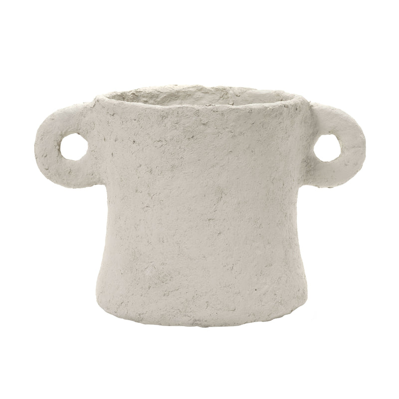 Large Beige Paper Mache Pot | 30cm