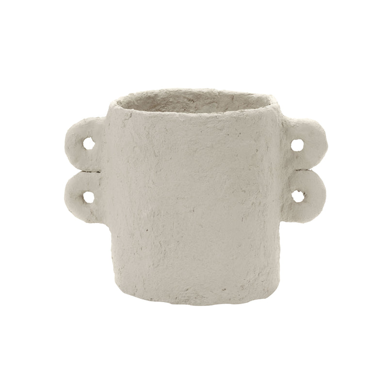 Medium Beige Paper Mache Pot | 28cm