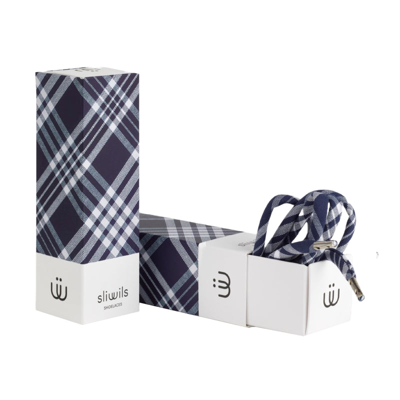 Genuine Navy Tartan Shoelaces