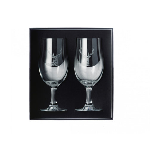 Craft Beer Glasses | Engraved Stag | Set of 2