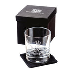 Glass Tumbler with Slate Coaster | Engraved Stag