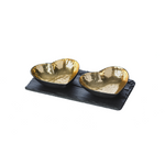 Gold Heart Serving Set with Slate Base