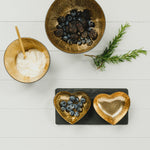 Gold Heart Serving Set with Slate Base