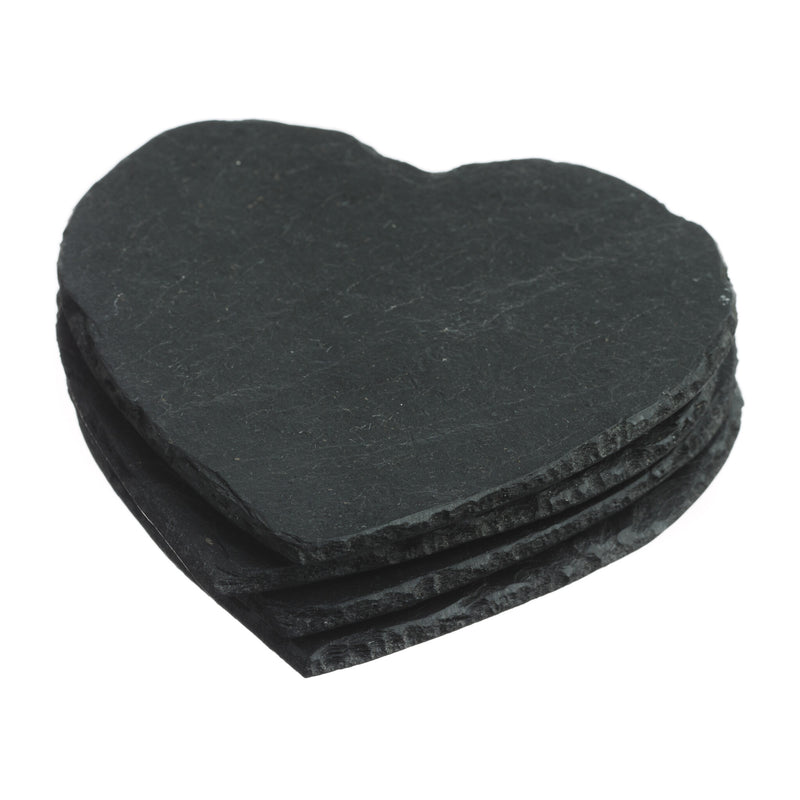 Heart Coasters | Natural Slate | Set of 4