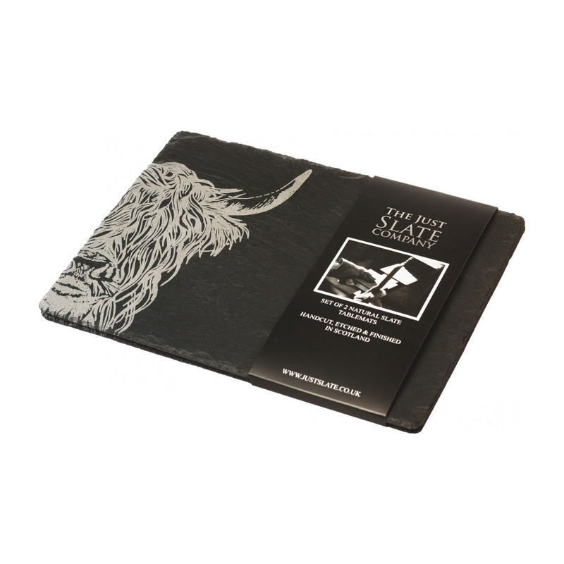 Rectangular Tablemats | Etched Highland Cow | Set of 2