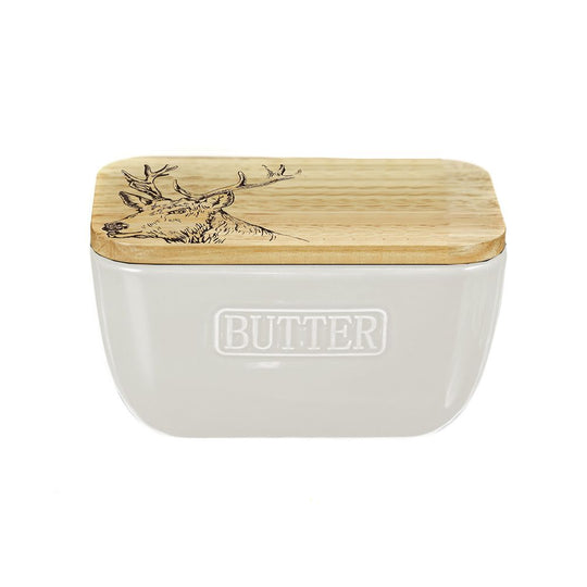 Stag Butter Dish | White