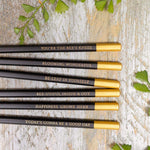 Bee & Honeysuckle Pencils | Black & Gold | Set of 6