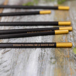 Bee & Honeysuckle Pencils | Black & Gold | Set of 6