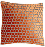 Hexagonal Cut Velvet Jorvic Cushion | Orange | 43x43cm