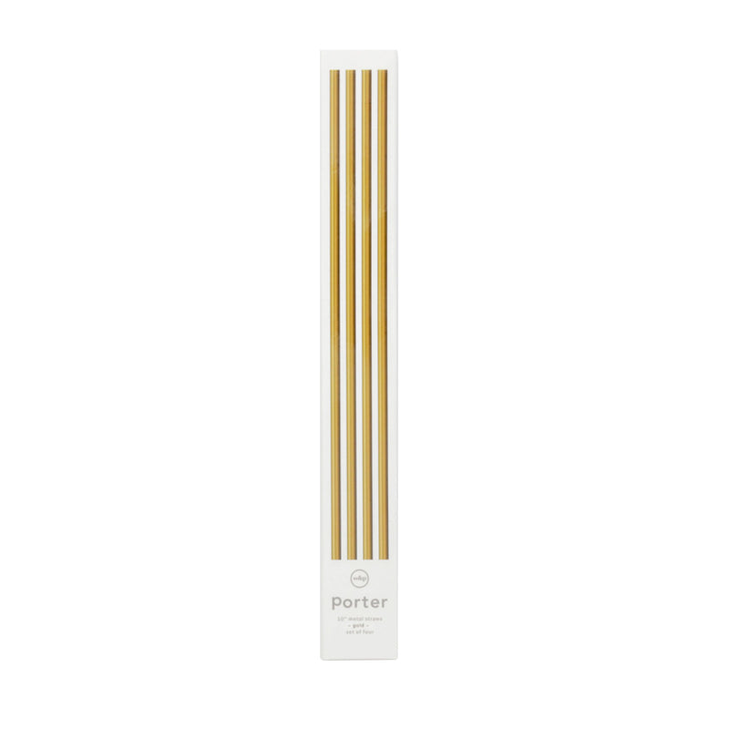 Reusable Metal Straws | Set of 4 | Gold